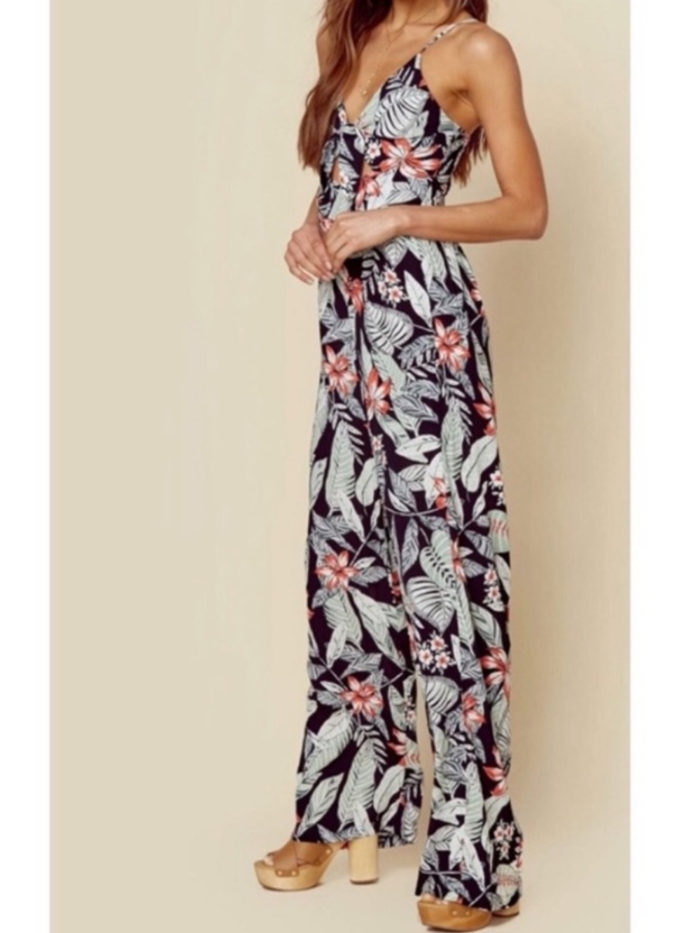 Minkpink Aloha Floral Wide-leg Jumpsuit size Medium